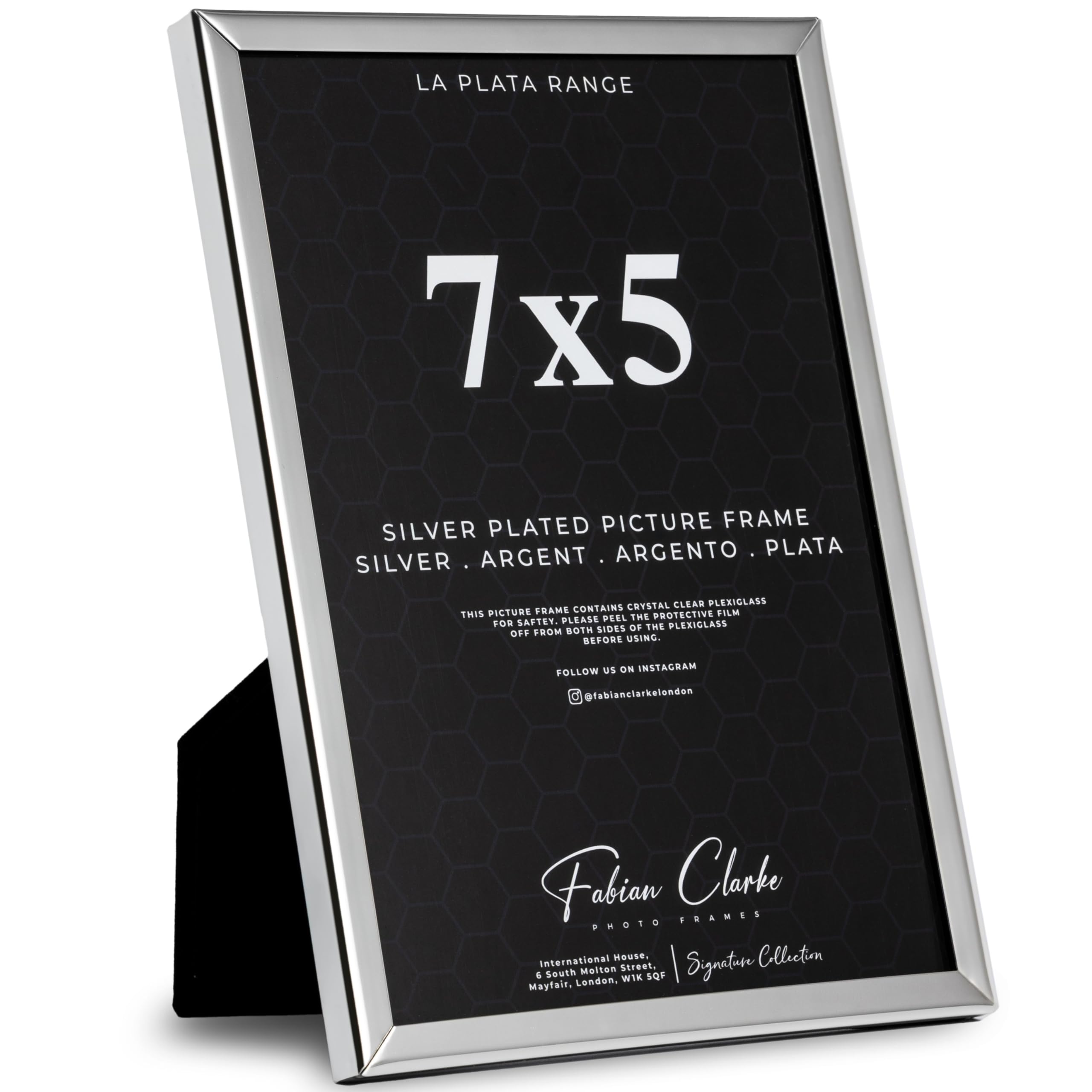 Silver Photo Frame Picture Frame Plain Metal Polished Silver Finish and Tarnish Protected for Wedding Picture or Family Photos (7x5)