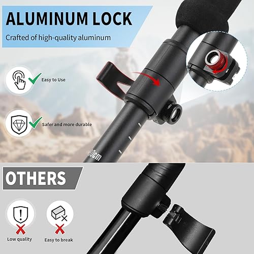 Miniatura 3 de Bastones de senderismo plegables portátiles, bastones ajustables de aluminio 7075 con bloqueo rápido, ideales para senderismo, campamento y viajes