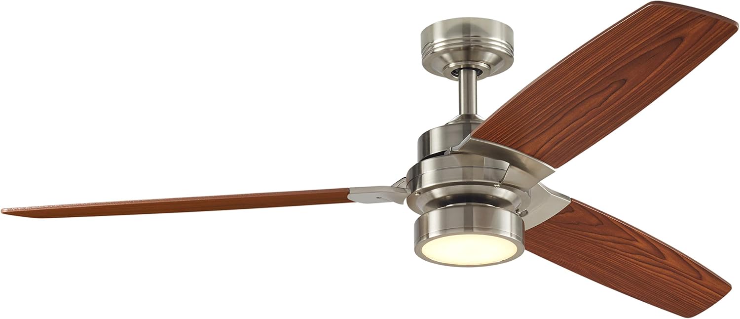 Tесh Dеаlѕ 🔥 Amazon Brand – Rivet Modern Remote Control AC Motor Ceiling Flush Mount Fan with 18W LED Light - 52 x 52 x 7.6 Inches, Brushed Nickel with Maple Finish Blades