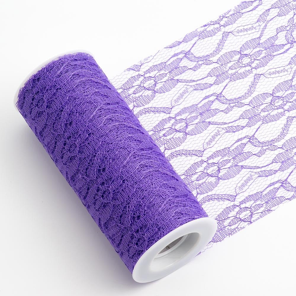 Italian Options, Lace Fabric, 15cm x 10 Metres, Purple
