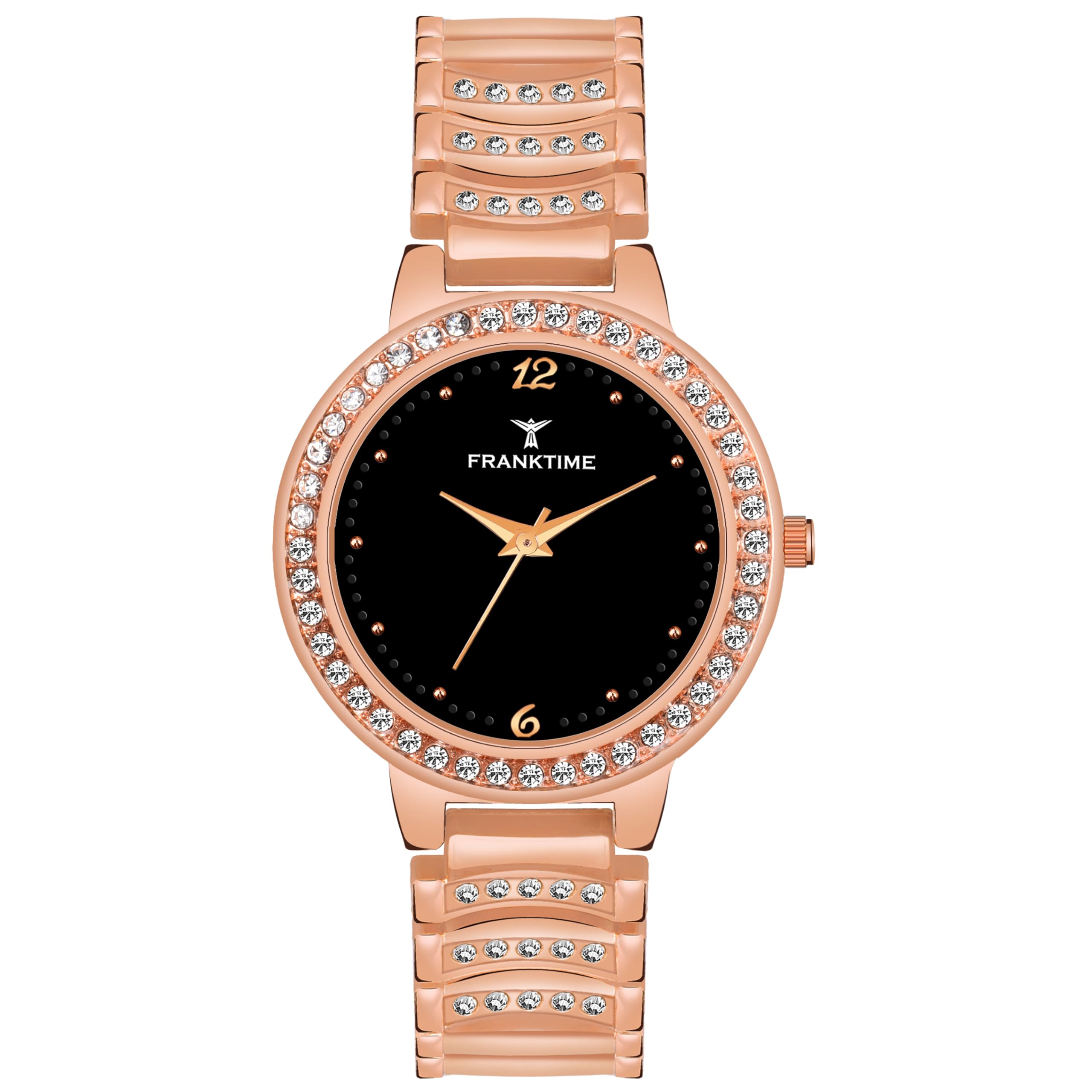 Franktime Monalisa Floral Diamond Series Analog Watch for Women | Black & Gold Diamond Studded Dial Womens Watch | Chain Ladies Watch | Water Resistant Women’s Watches (B0CM4SCHWP) Amazon Price History, Amazon Price Tracker