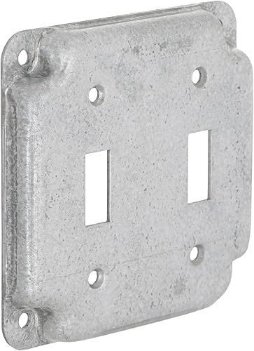 Vista 70 de Hubbell-Raco 902C 1 receptáculo dúplex de 4 pulgadas, cubierta cuadrada de trabajo expuesta, color plateado