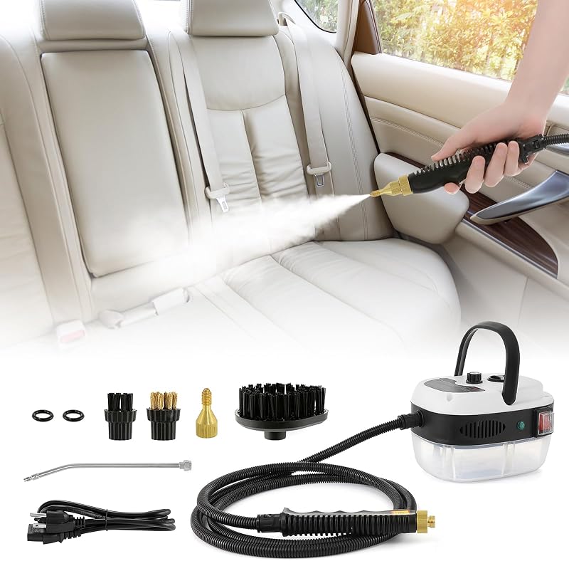 2500W Steam Cleaner for Car High Pressure Steamer Auto Detailing | Handheld Portable Pressurized Steam Machine for Cleaning Cars, 1L Water Container, for Automotive Engine Vehicle Interior