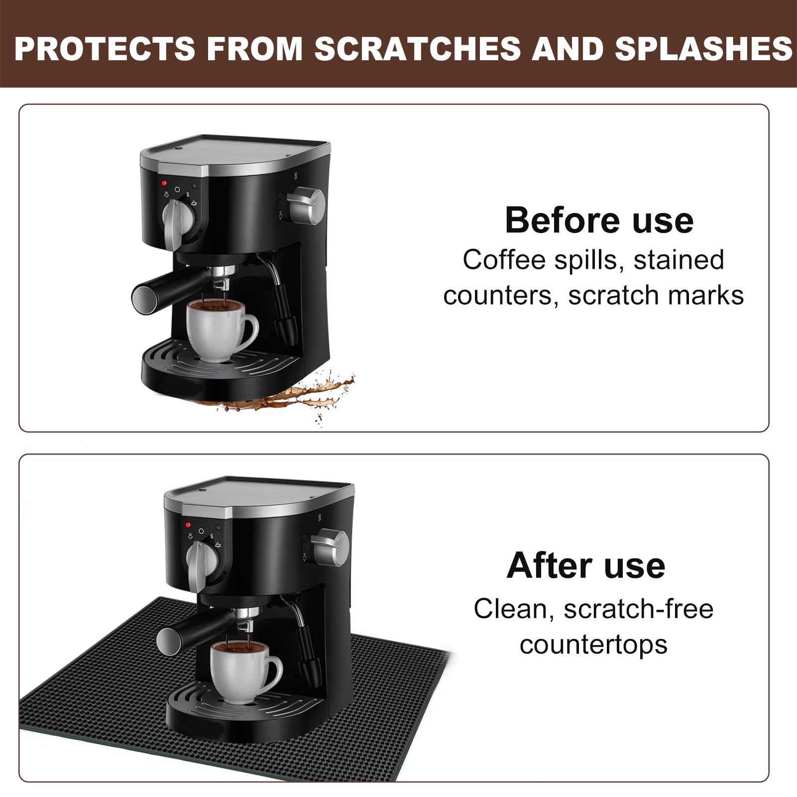 Kaffeemaschine aus Silikon, 48 x 30 cm, rutschfest, für Arbeitsplatte, saugfähig, Anti-Vibration, für DeLonghi Magnifica Philips LatteGo Krups, Zubehör für automatische Kaffeemaschine