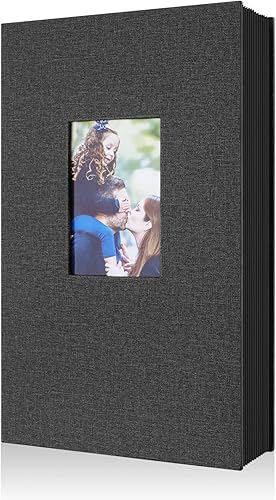 Ywlake Álbum de fotos de 4 x 6 pulgadas, 300 bolsillos, álbumes de fotos de lino con capacidad para 300 imágenes horizontales, solo color negro