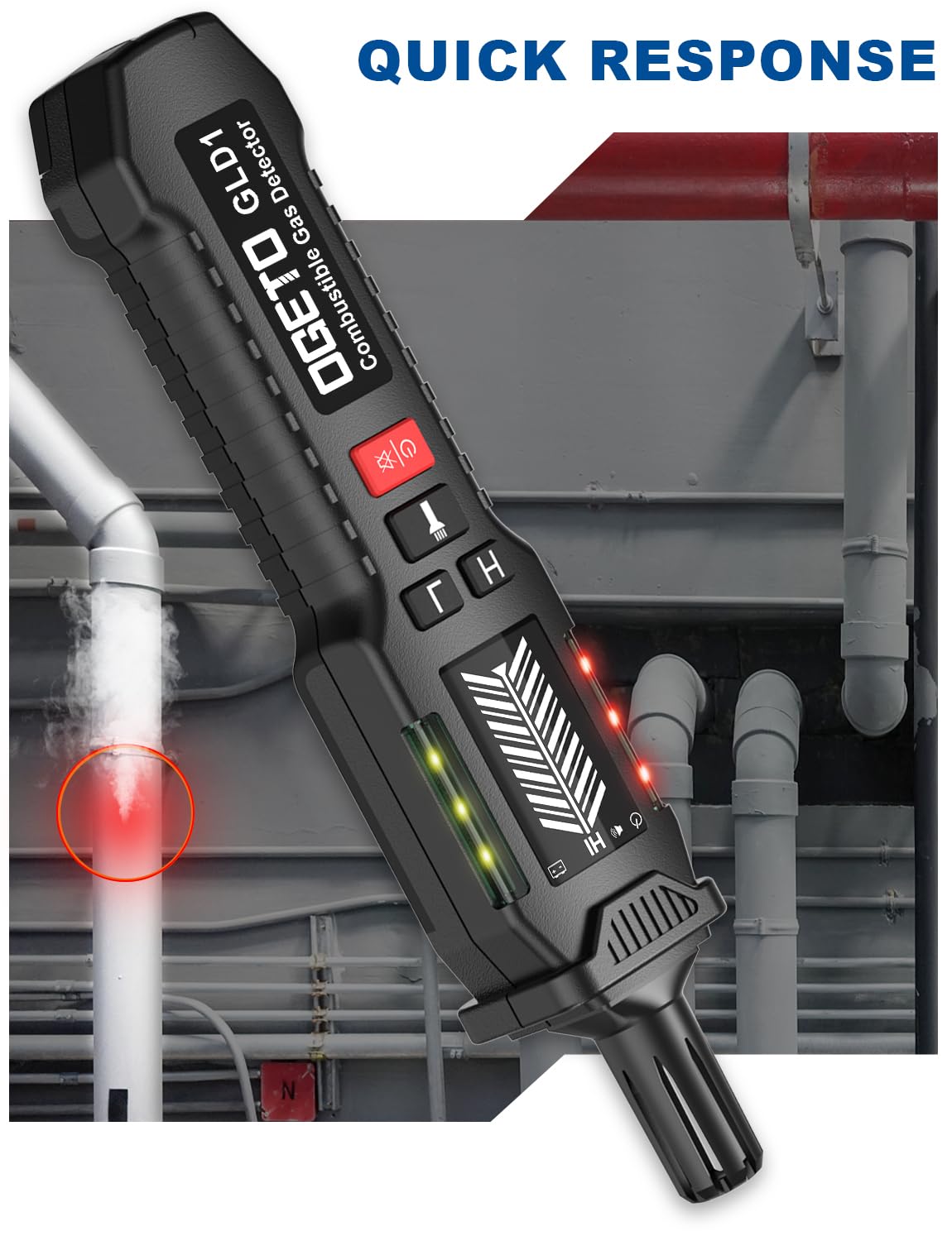 Rilevatore Di Gas Portatile OGETO - Per Metano, Propano, GPL (Batterie Incluse) - Foto 5