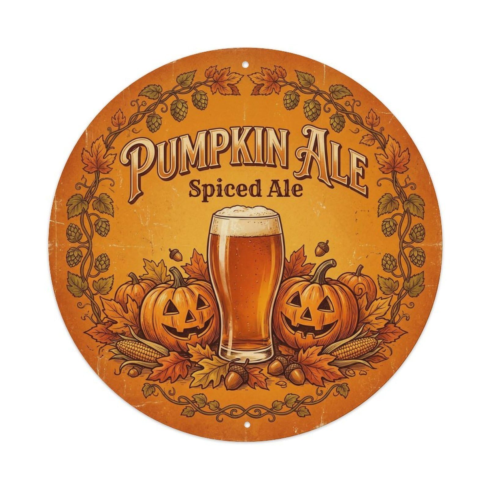 Traditional Pumpkin Ale Beer Pub Brewery Strong Brew Metal Tin Sign
