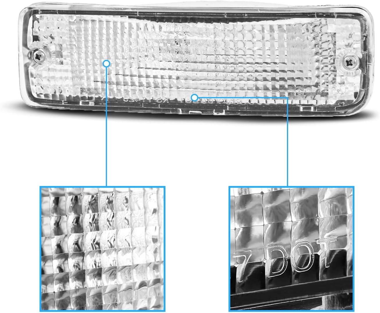 AmeriLite for 1988-1995 Toyota Pickup 90-91 4Runner Clear Replacement Bumper Parking Lights Assembly Set - Passenger and Driver Side