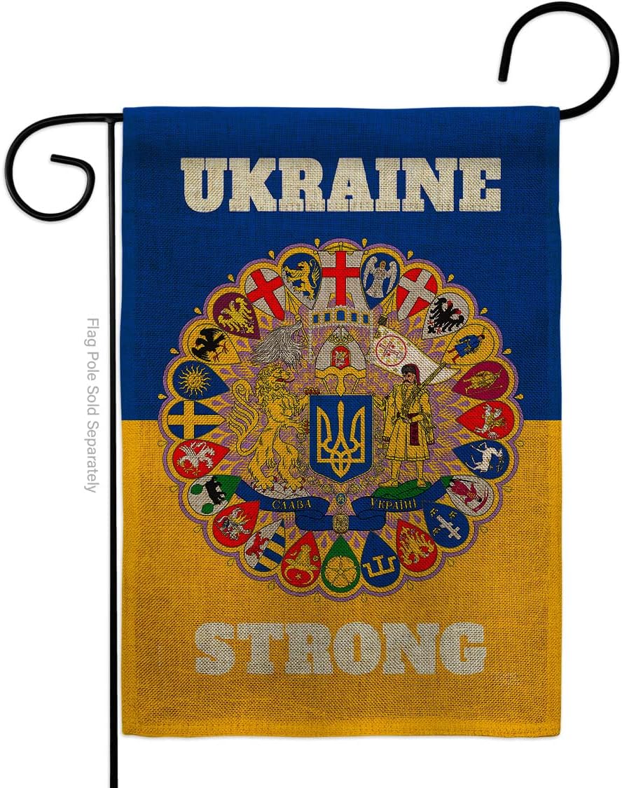 Ukraine Strong Burlap Garden Flag Support Cause BLM Anti Racism Justice Revolution Movement Equality Social Small Decorative Gift Yard House Banner Double-Sided Made In USA 13 X 18.5