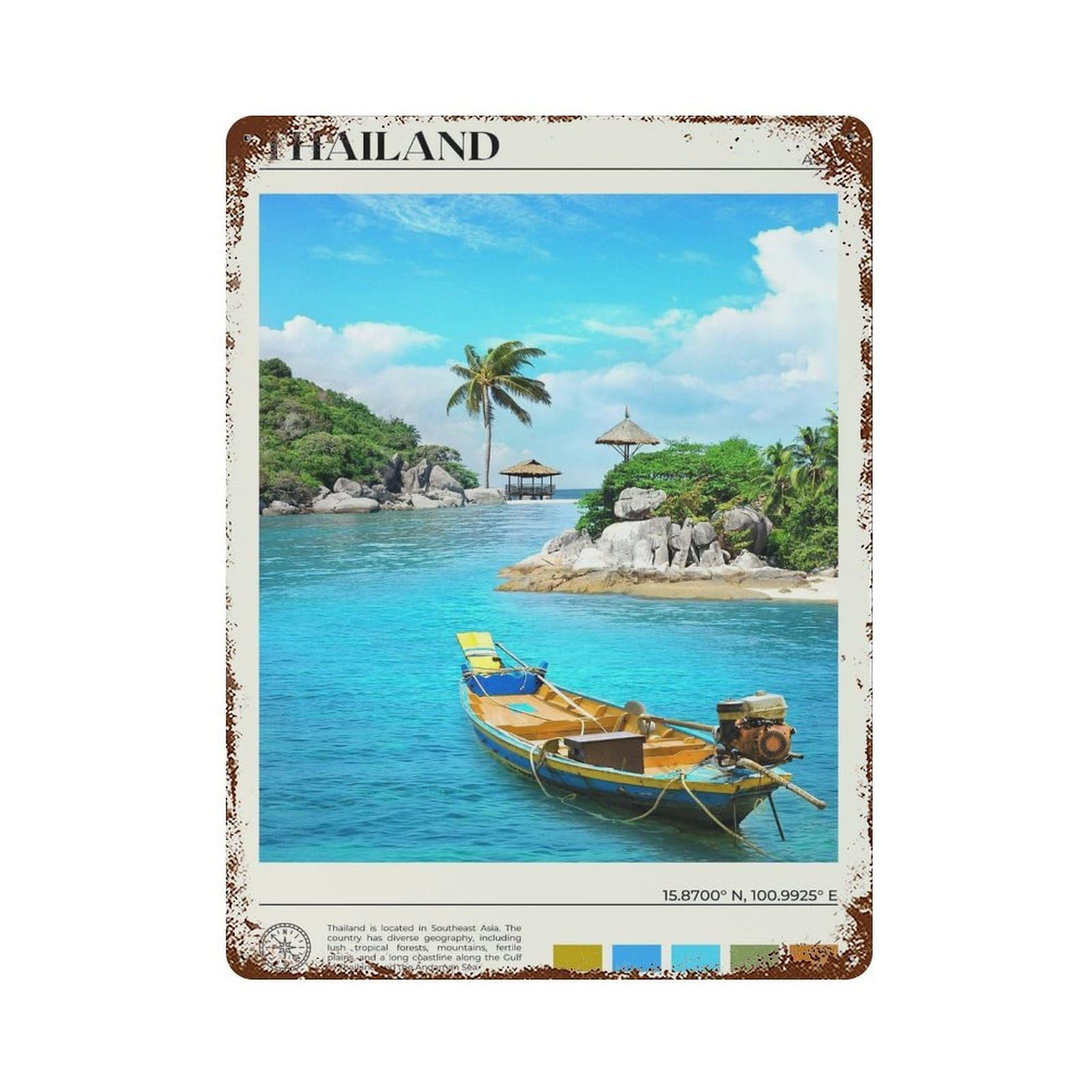 xiaoxiaoshen Real Photo Thailand Decor Asia Wall Decor Art Metal Tin Poster Modern Home Decor Art Home Bar Shop Decorations Vintage Sign 40x30cm