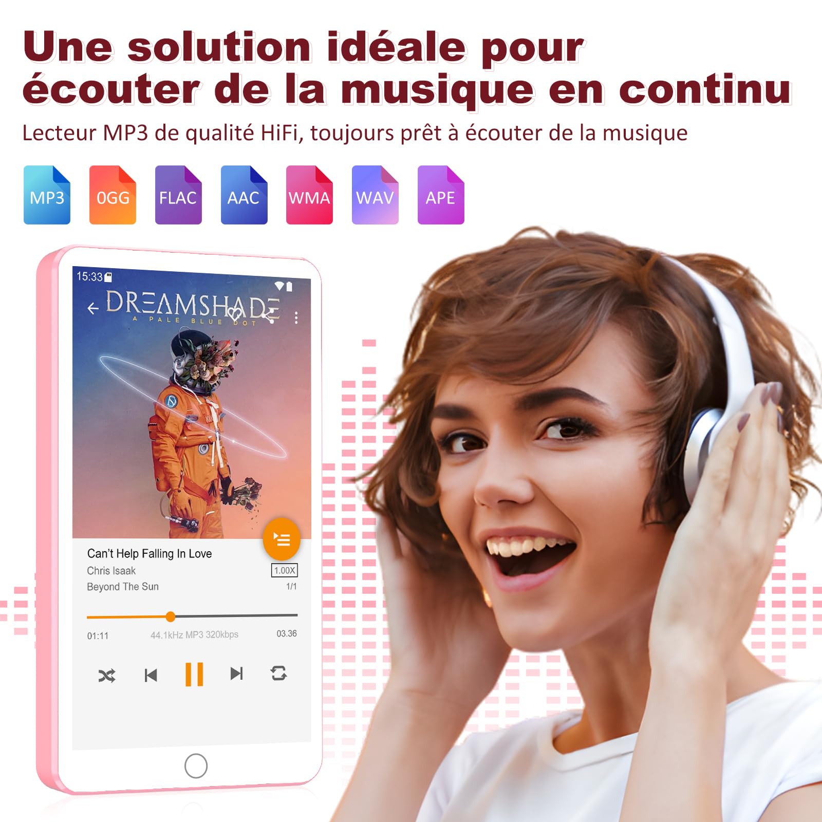144 Go Lecteur MP3 Spotify avec WiFi et Bluetooth, Lecteur MP4 Android pour Enfant, écran Tactile 4,02 Pouces, Audible, Amazon Music et Play Store