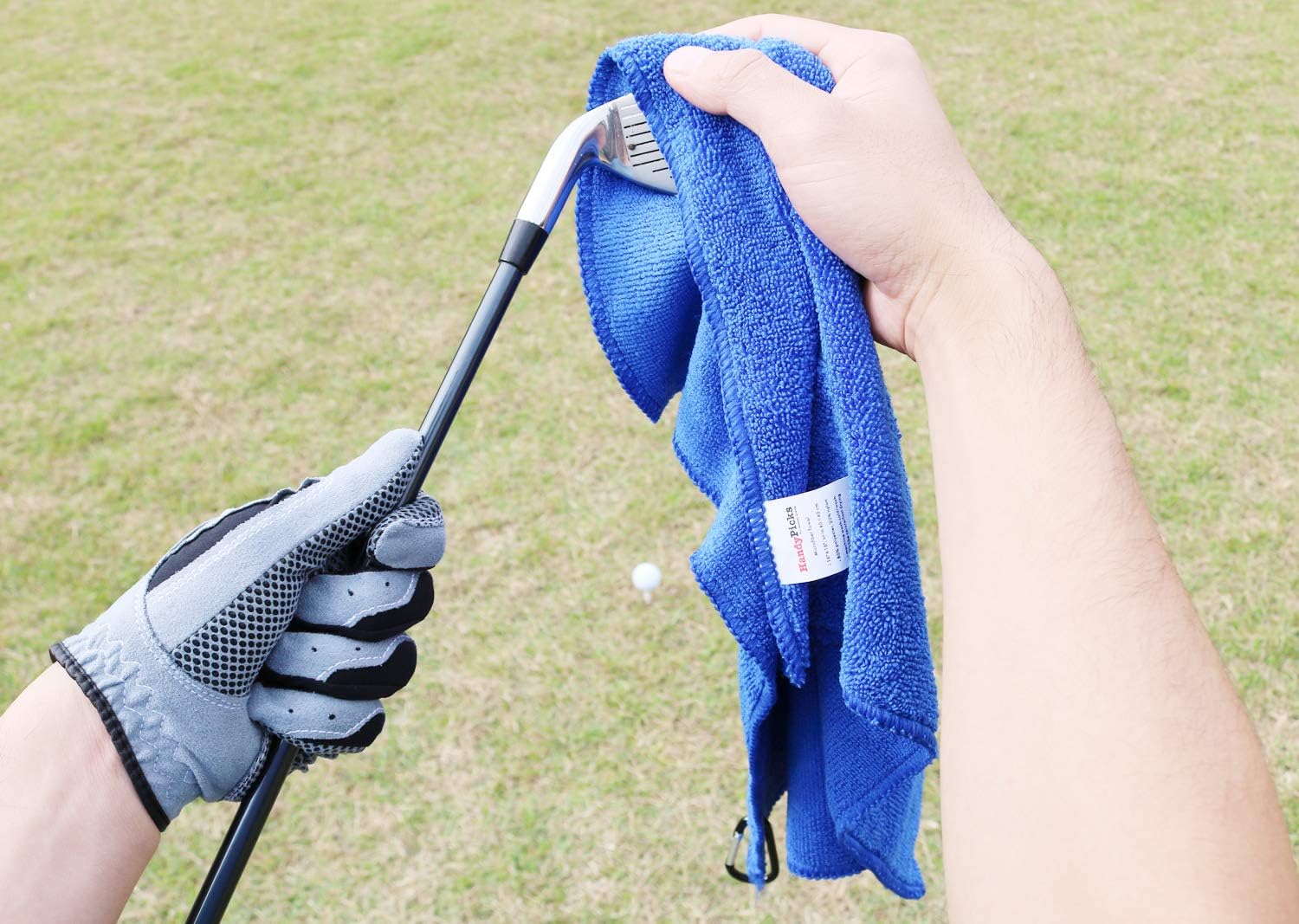 Handy Picks Microfiber Golf Towel (16" X 16") with Carabiner, Club Brush, Golf Divot Repair Tool with Ball Marker - Golf Accessories, Ideal for Golfers 3 in 1 Golf Cleaning Kit