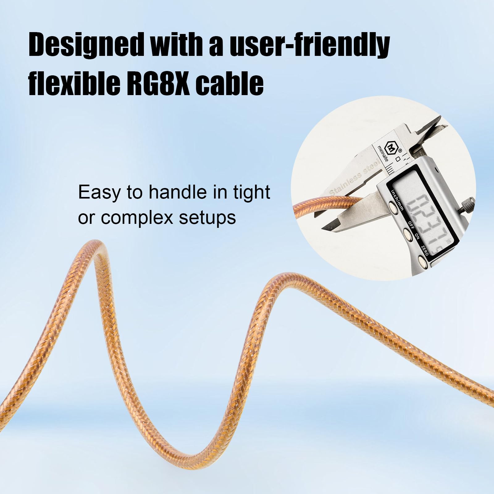 XRDS -RF RG8X - Cavo di prolunga SMA a bassa perdita da SMA maschio a SMA femmina, 50 Ohm, schermatura in rame intrecciato ad alta densità per antenna WiFi, router 4G 5G LTE, minatore di elio, radio