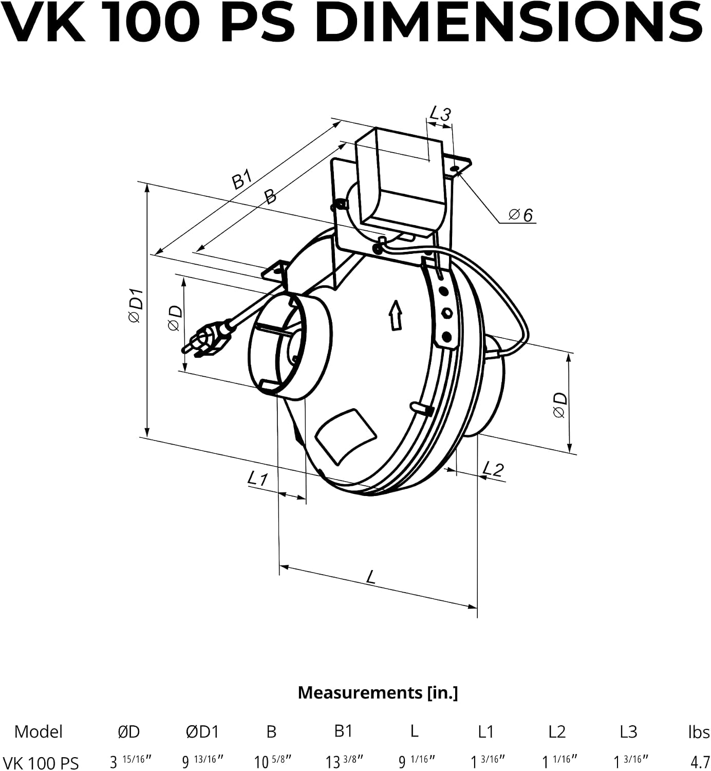 VENTS-US VK 100 PS - 4 Inch Dryer Booster Fan with Included Pressure Switch - Reduces Drying Time, Fire Risks Due to Lint Build Up, Drying Time & Energy Bills