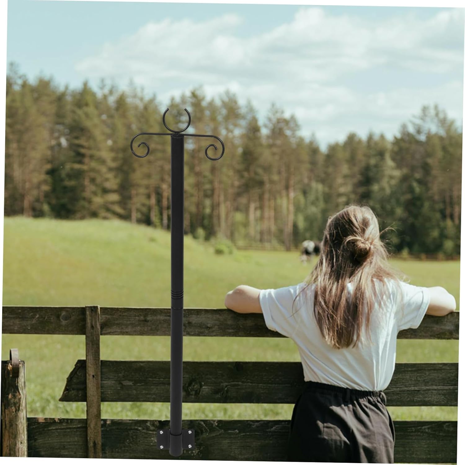 POPETPOP 2sets Outdoor String Light Poles Heavy Duty Supports for Bird Feeders and Decorative Lighting Resistant Easy Installation Height