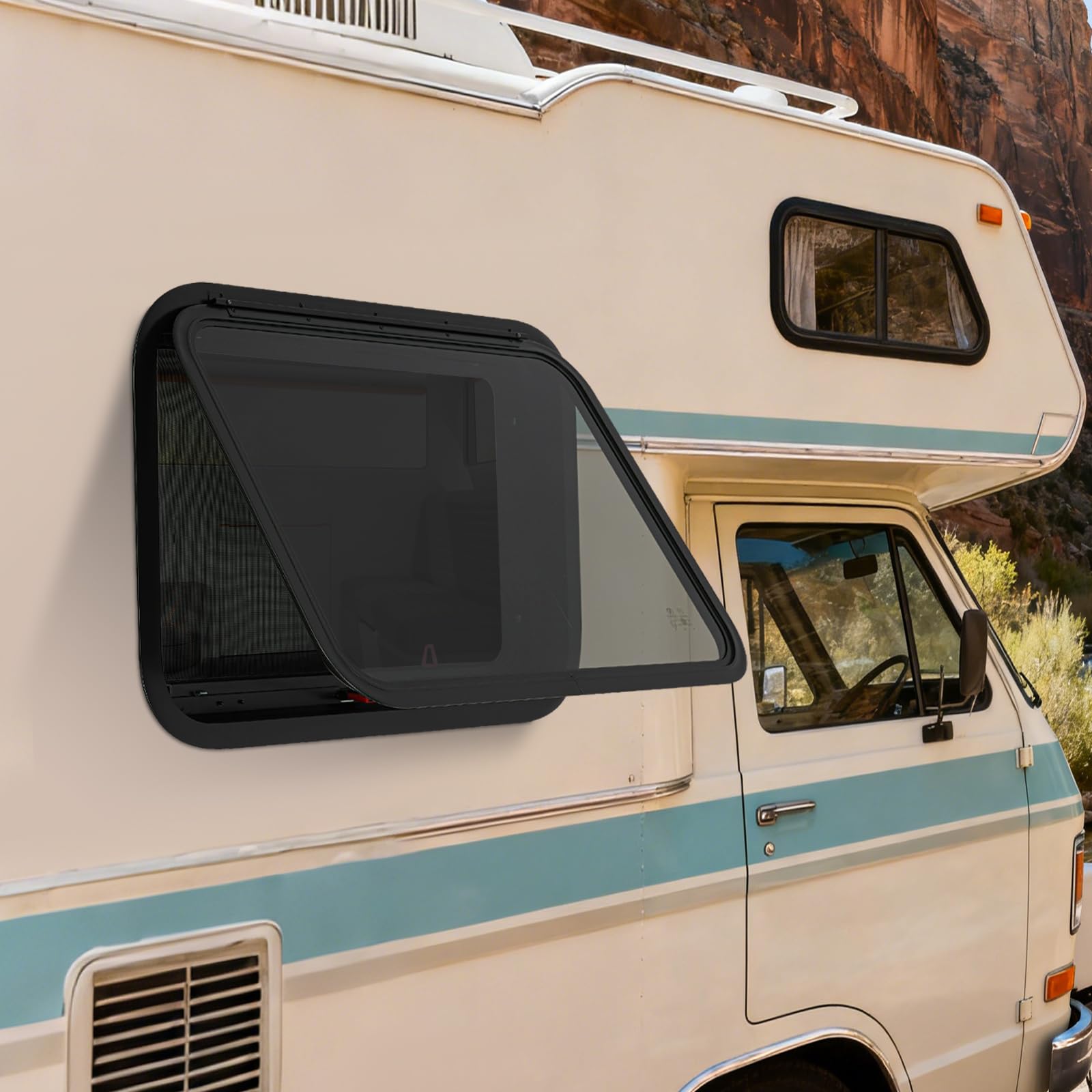 Fenêtre de camping-car Fenêtre d'évacuation de camping-car | Fenêtre de VR | Fenêtre d'urgence pour camping-car, Fenêtre polyvalente pour camping-car avec barre de support pour VR, Camping-car