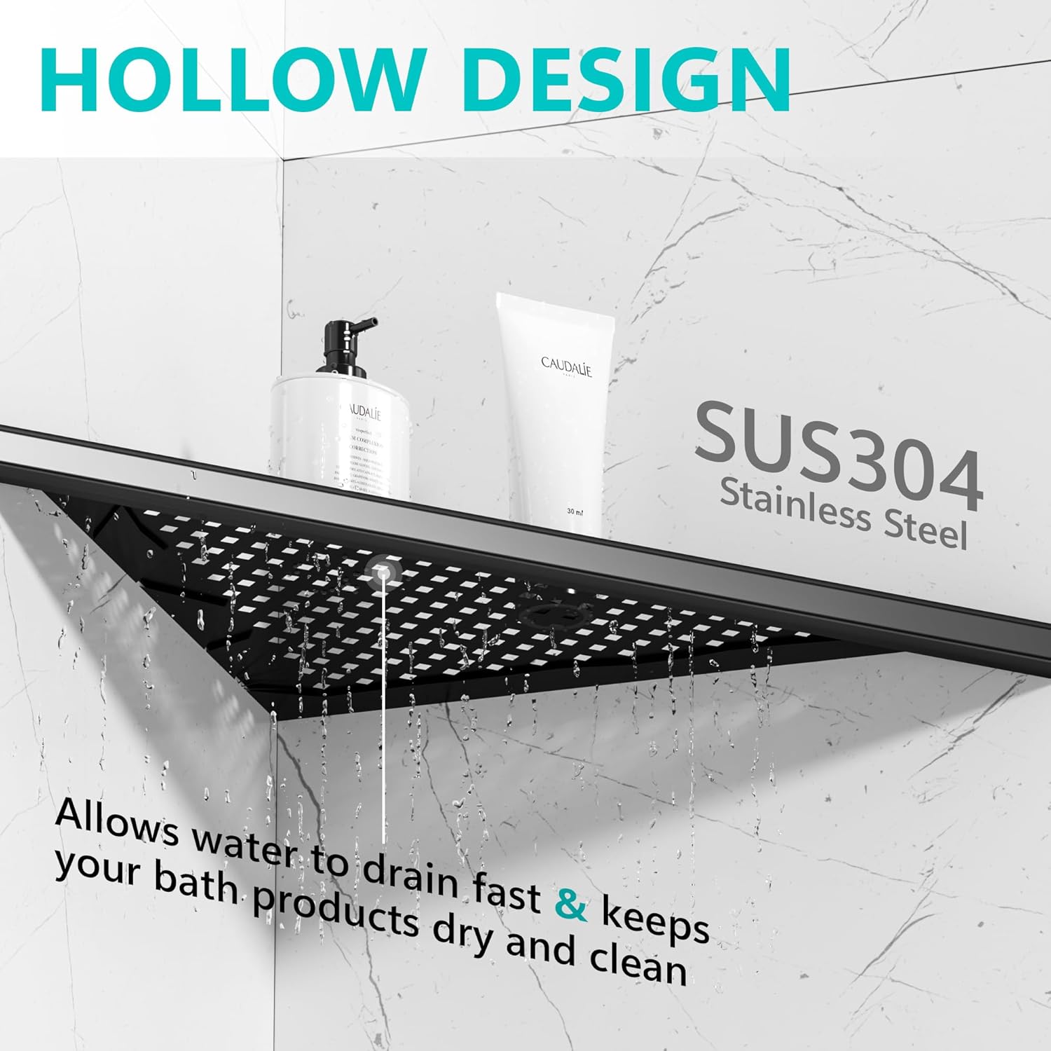 Corner Shower Shelves, 10” Recessed Tile Shower Shelf Brushed Nickel, 304 Stainless Steel Grout in Corner Tile Bathroom Shelves, No Drilling, 2 Pack