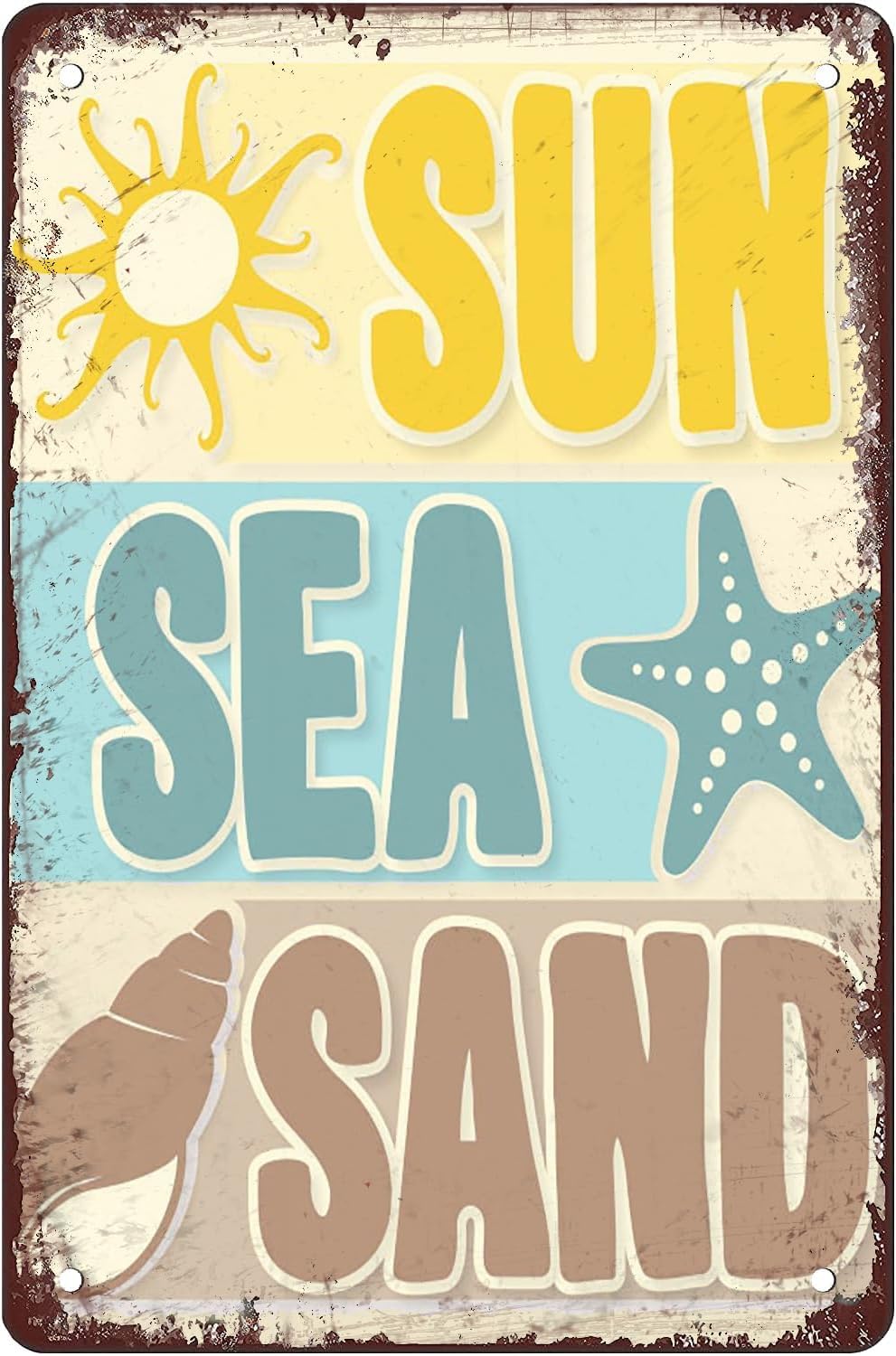 Sitrmgh Signage Style 1470 Sun Sea Sand Beach Starfish Retro Garden Metal Tin Sign Vintage Metal Signs For Home Garden Bar Coffee Shop Decor Tin Sign Wall Decor 8X12 Inch
