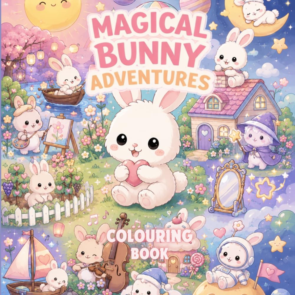 MAGICAL BUNNY ADVENTURES: 40 Adorable Bunny Colouring Pages to Spark Creativity