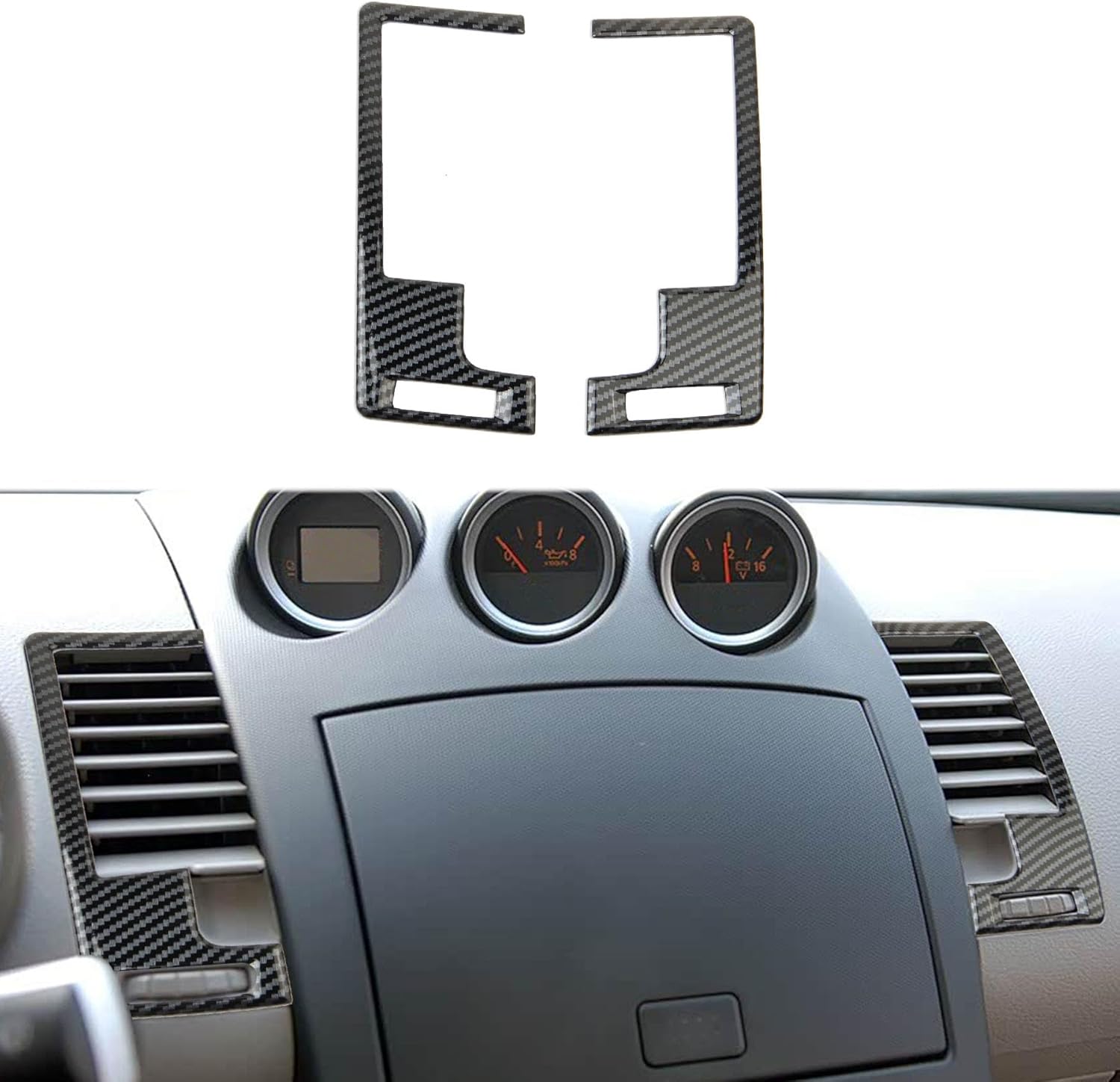 Carbon Fiber Style Center Console Dashboard Air Outlet AC Vent Cover Trim Accessories for Nissan 350Z