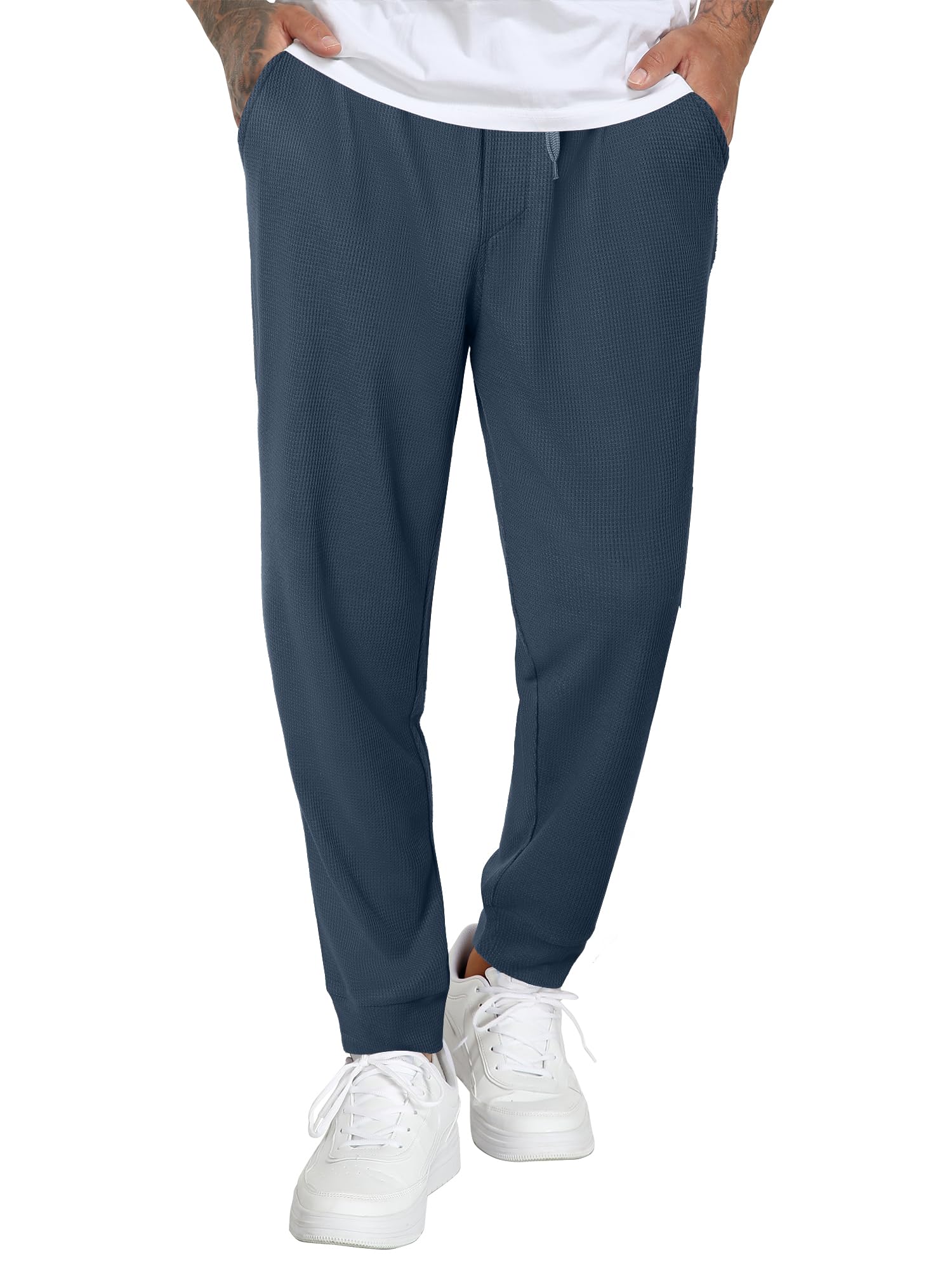Men's Casual Drawstring Baggy Jogger Pants Tapered Elastic Waist Sweatpants with Pockets