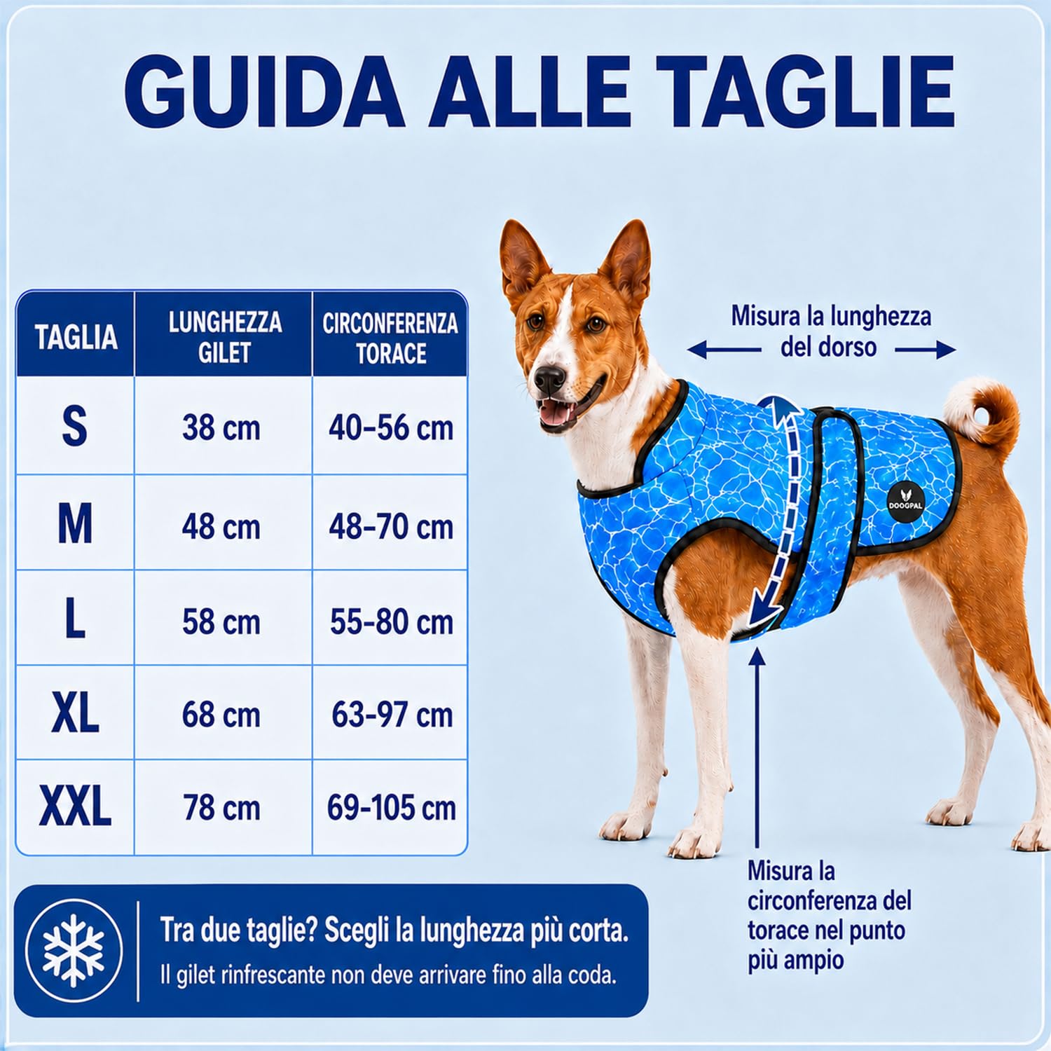 DOGOPAL Gilet Refrigerante per Cani, Giubbotto Rinfrescante Attivato dall'Acqua con Protezione UV, Maglia Estiva Leggera e Traspirante con Collo Alto per il Caldo, Passeggiate e Outdoor (Blu, XL)