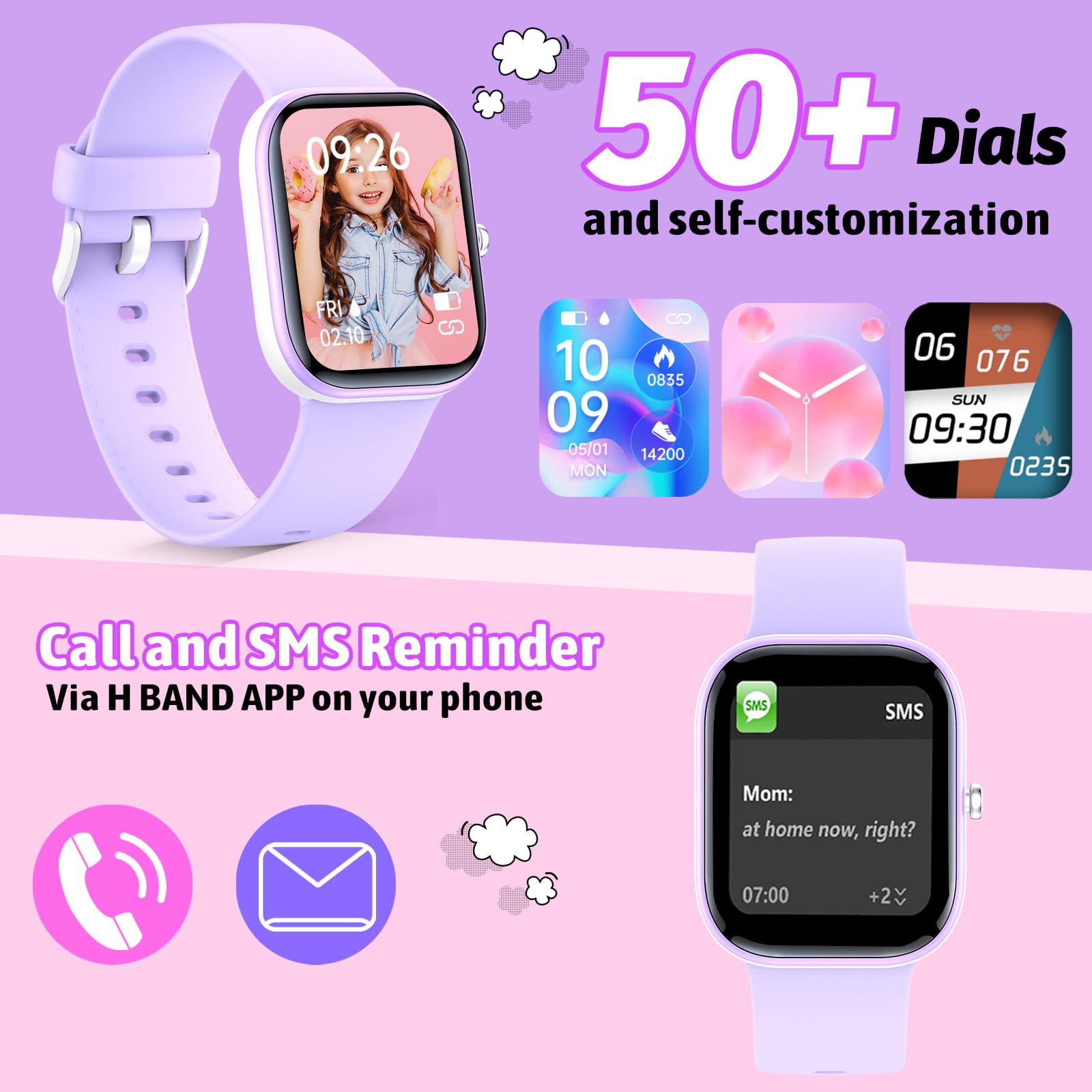 Smart Kids Watch with Fitness Tracker No Phone/APP Needed,19 Sport Mode,1.5" DIY Dial,IP68 Waterproof,Sleep Monitor,Pedometers,Heart Rate,Great Birthday Gift for Boys Girls Teens 6-14 year Olds