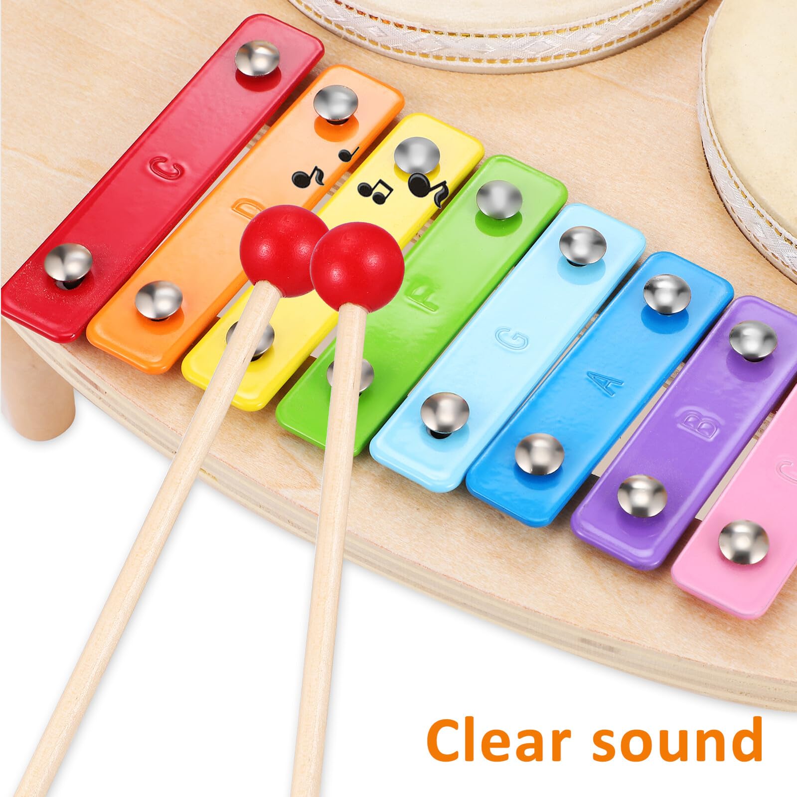 Xilofono in Legno Mini per Ragazzo Ragazza, Strumento Musicale Colorato | Tamburi e Percussioni, Suono Chiaro ed Effetti Ricchi, Regalo Musicale