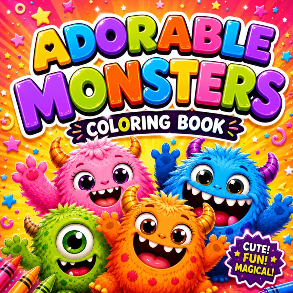 Adorable Monsters Coloring Book: Cute and Fun Monster Coloring Pages for Kids and Adults | Easy and Relaxing Designs | Stress Relief and Creative Fun for All Ages
