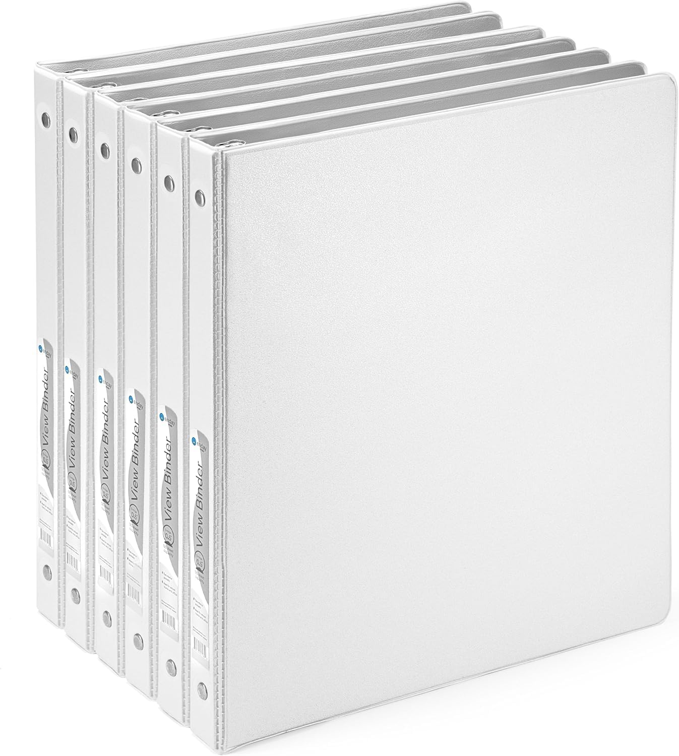 ½ Inch 3 Ring Binder .5 inch, White Round Ring Binder with Clear View Cover & 2 Inside Pockets Binders, School Supplies Binders (6 PC) – by Enday