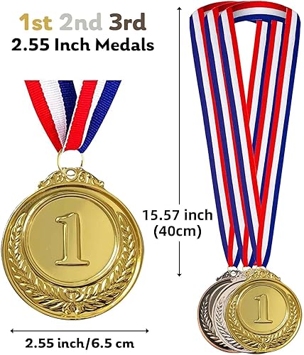 Miniatura 2 de 3 medallas de oro y plata de bronce para el primer lugar, 2. y 3er lugar, medallas de premio para premios para niños y adultos, premios de estilo