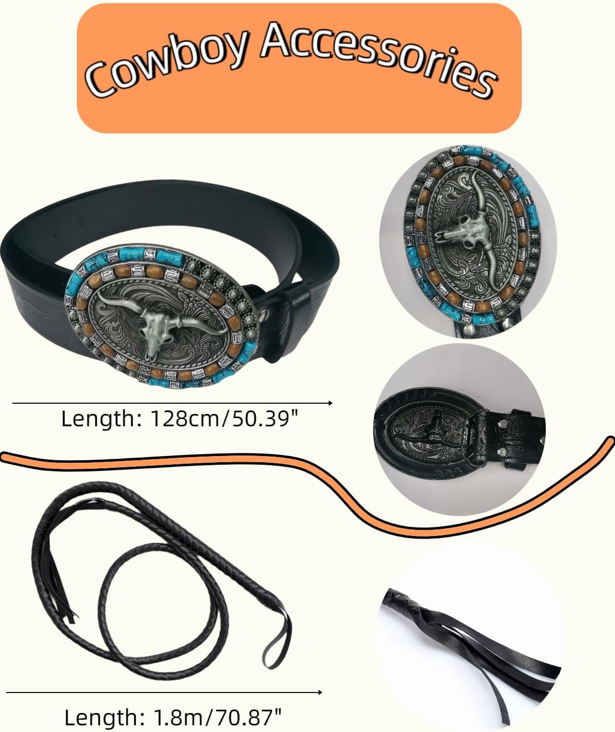 7pcs Western Cowboy Costume Outfit for Men Women Cowboy Hat Belt Accessories for Halloween Cowboy Party Cosplay