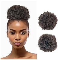 Vista 9 de Extensión de cola de caballo afro con cordón, corta sintética afro rizada para cabello natural, clip de cabello rizado con cordón, moño