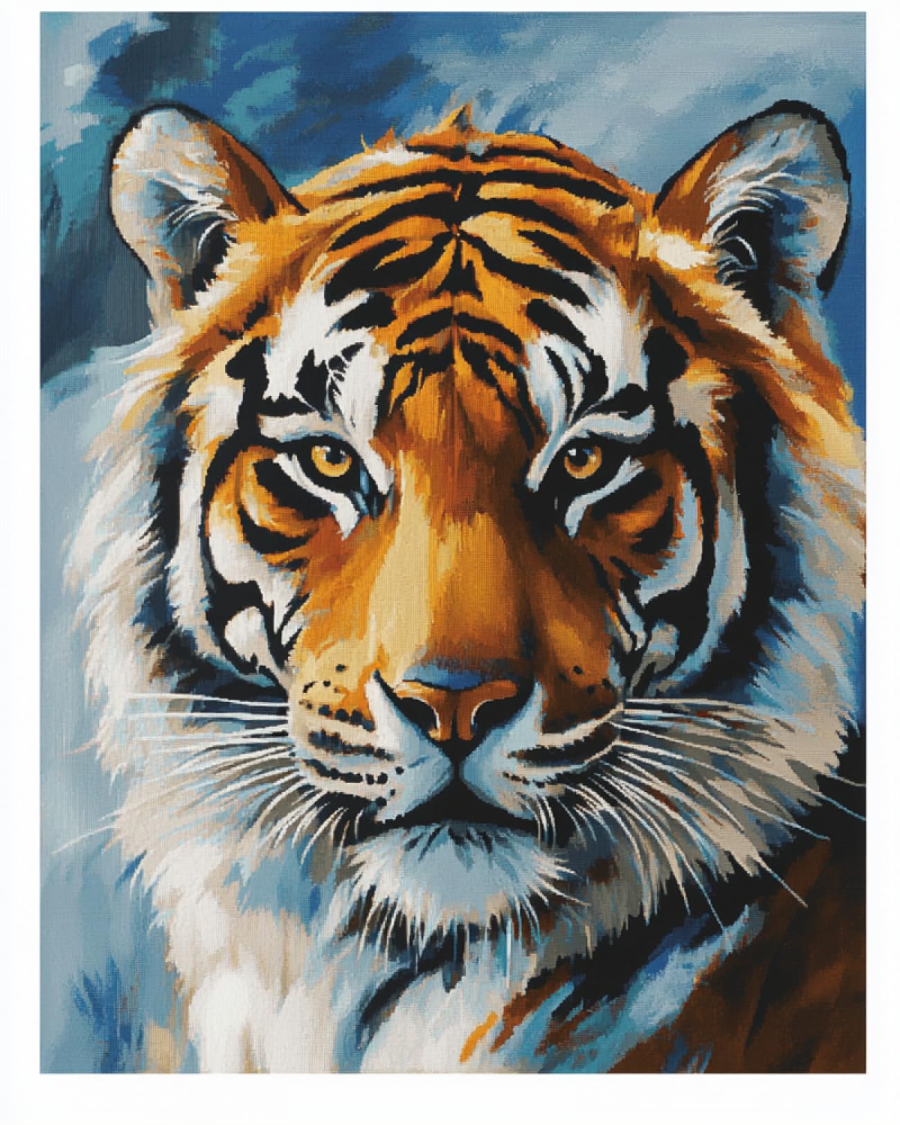 N.LANSHAN DIY Création De Tapis Et Canvas Portrait D'Animal Tigre Kit De Fabrication De Tapis Au Crochet,Kits De Bricolage,Tapisserie,Coussin,Motifs Pré-Imprimés 100x140cm