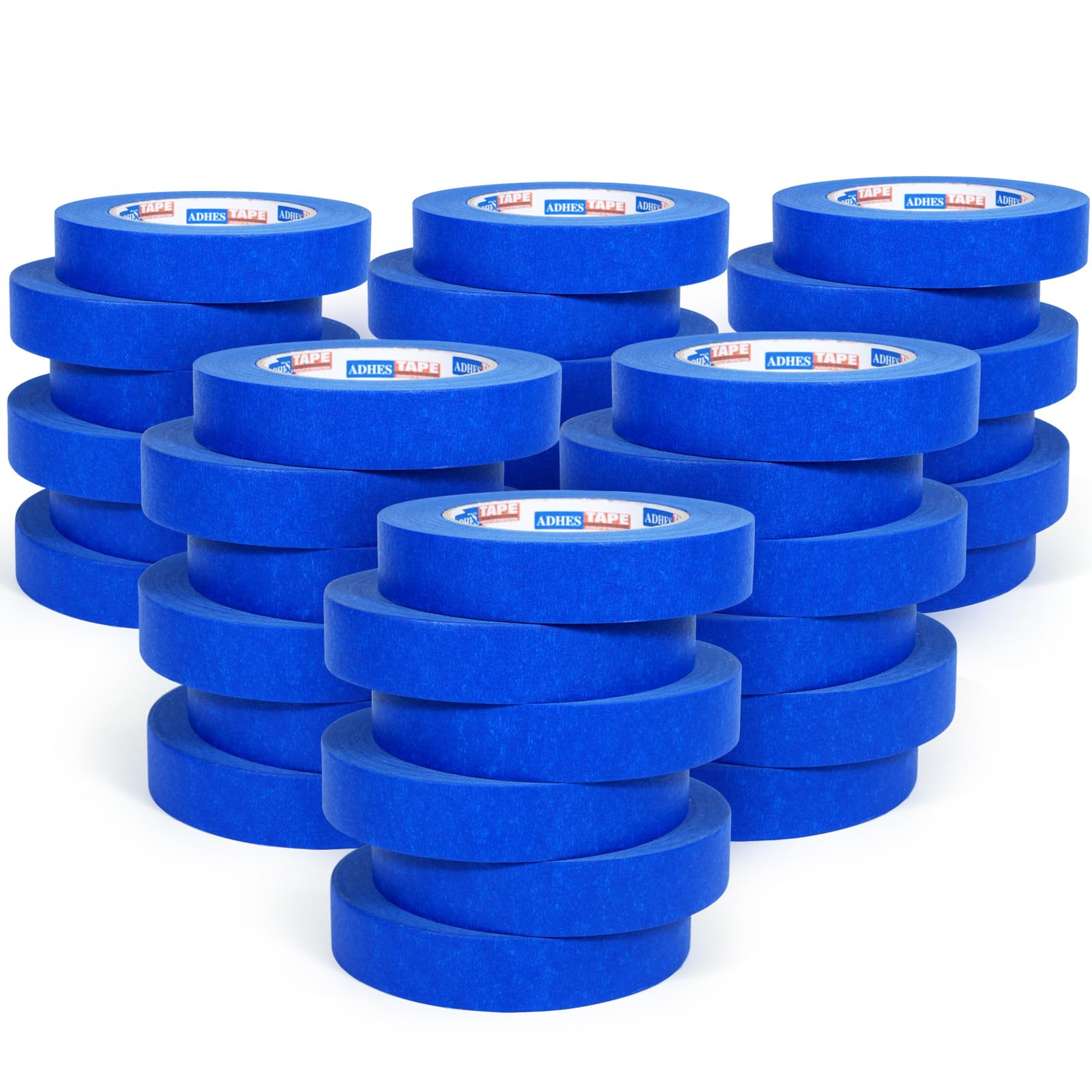 ADHES Cinta de Pintor, 24mm x 55m x 36rollos cinta adhesiva azul cinta carrocero pintura para Pintores, para Pintar y Decorar, Interior y Exterior