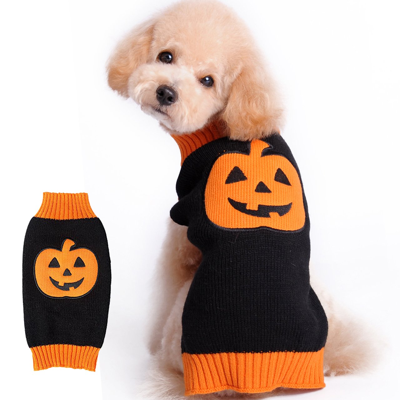 Menpet Pet Holiday Halloween Pumpkin Dog Sweater