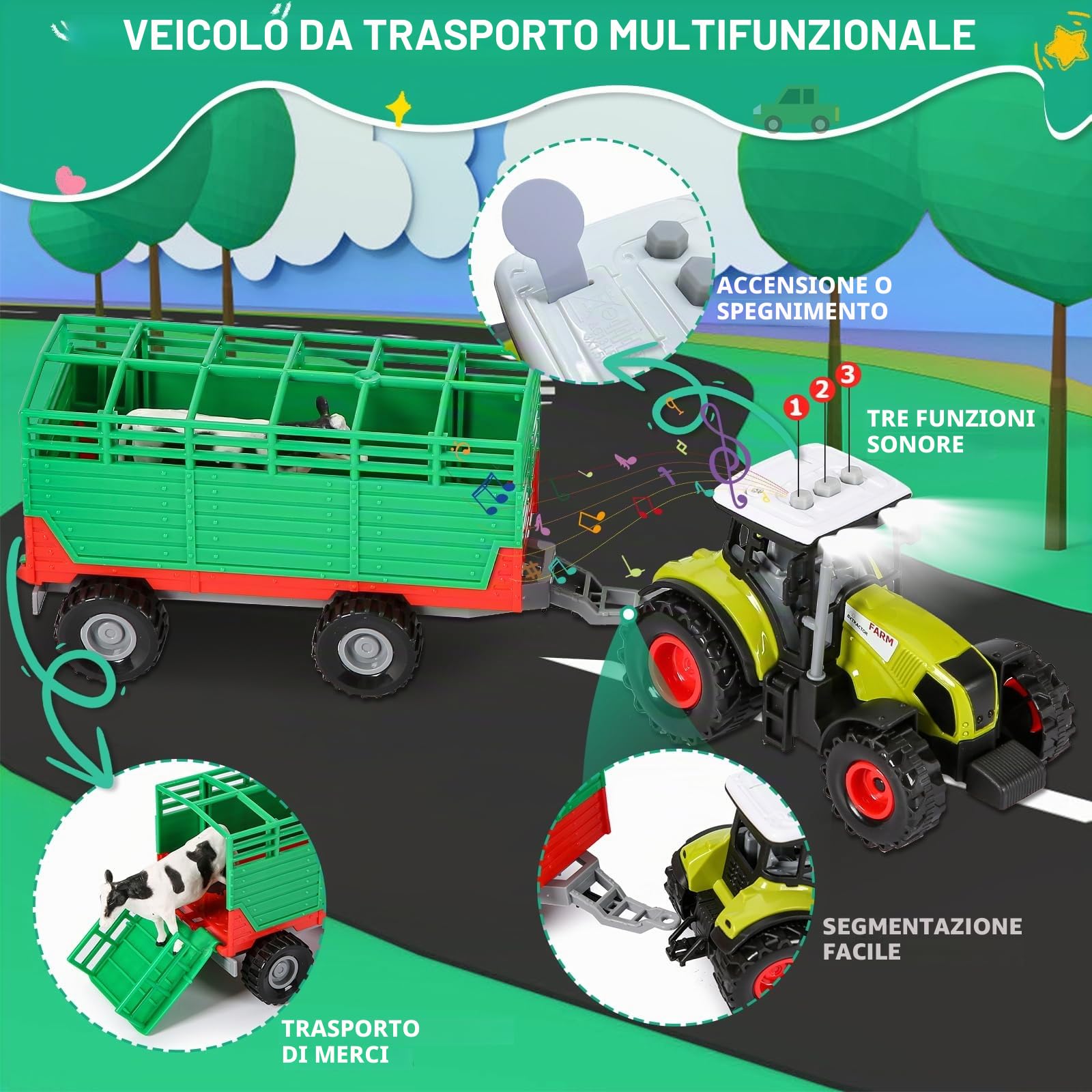 Herenear Animali Fattoria, Realistico Animali Giocattolo, Giocattoli Figure di Animali da Fattoria, Giochi Educativo Regalo per Bambini3+ Anni