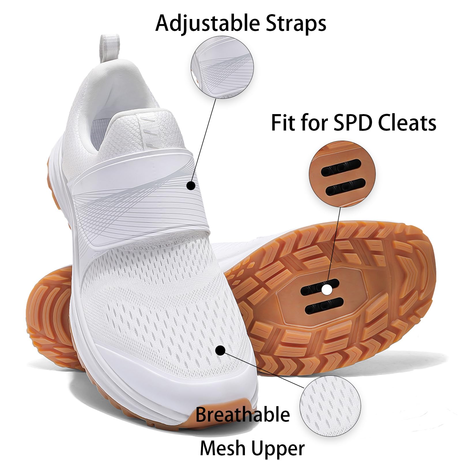 Women's Cycling Shoes for Indoor Cycling, Breathable Mesh Upper Indoor Bike Shoes with SPD Cleats - Lightweight Secure Fit for Spin Classes