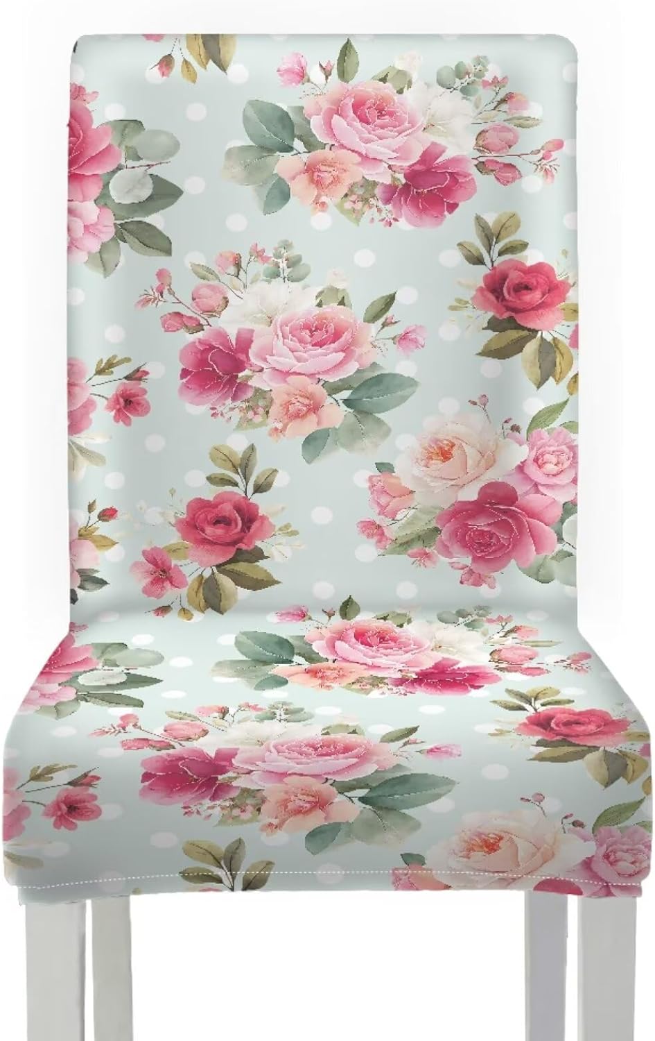 Rose Print Dining Room Chair Cover Washable Seat Parson Chair Slipcover Anti-Dust Chair Protectors Covers for Kitchen, Hotel, Restaurant-6 Pcs