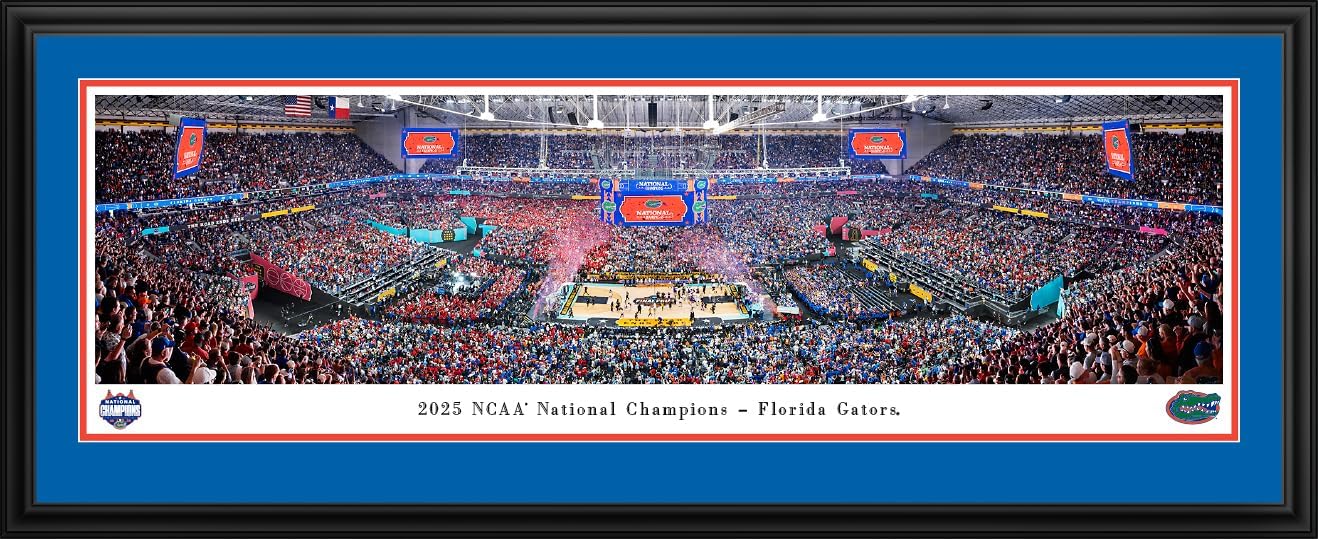 2025 NCAA Basketball Champions, Florida Gators - Double Mat, Deluxe Framed Print by Blakeway Panoramas