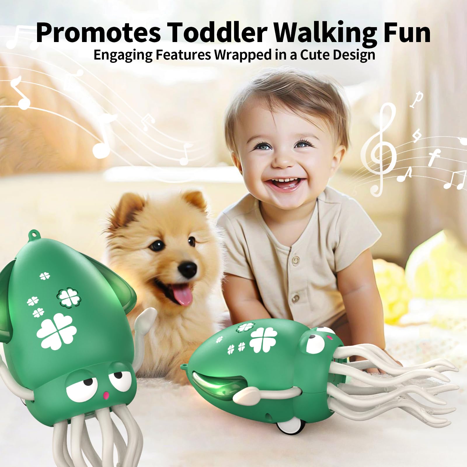 Smalody Juguete Inteligente de Pulpo bailarín con Luces LED y música, Juguetes interactivos Recargables para bebés con evitación de obstáculos, Regalo sensorial Ideal para Navidad y cumpleaños (Cian) — view 6