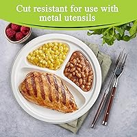 Vista 41 de three leaf 6 COMPARTMENT BAGASSE TRAY 400 Ct. Heavy-Duty- Super Strong- Natural- Eco-Friendly Disposable Bagasse Plates, 100% Biodegradable 6