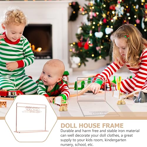 Miniatura 6 de 1 juego de ropa para muñecas, perchero seco para muñecas, perchero de ropa para casa de muñecas (oro rosa)