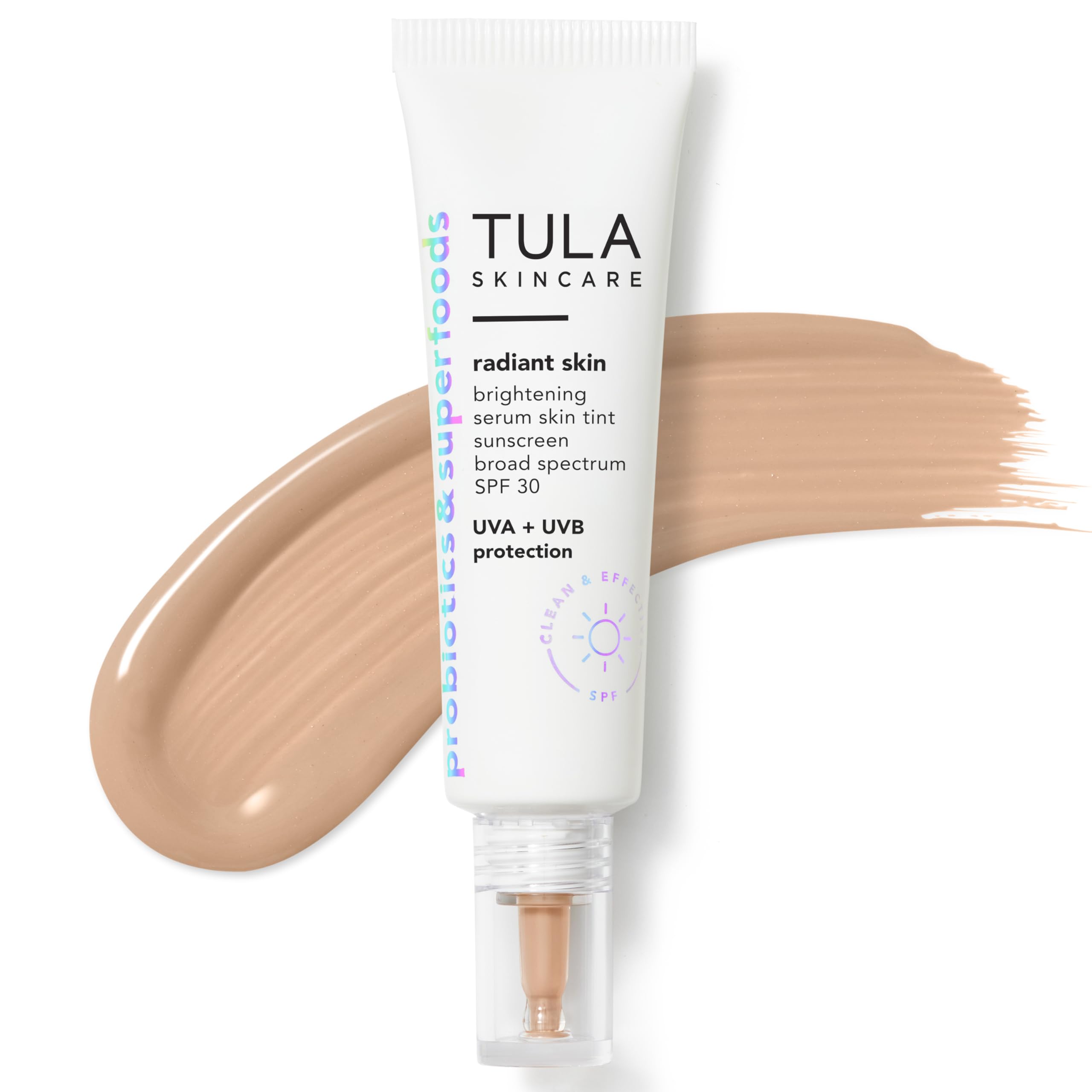 TULA Skin Care Radiant Skin Brightening Serum Skin Tint SPF | Facial Sunscreen Provides Broad Spectrum SPF 30 Protection, Tinted, Serum-Light Formula Brightens and Evens Skin | 1.0 fl. oz.