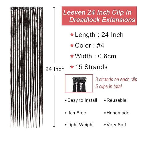 Miniatura 13 de Leeven Extensiones de rastas grises de 40 hebras, de 18 pulgadas, hechas a mano, suaves, de 0.2 in de ancho, extensiones de cabello sintético