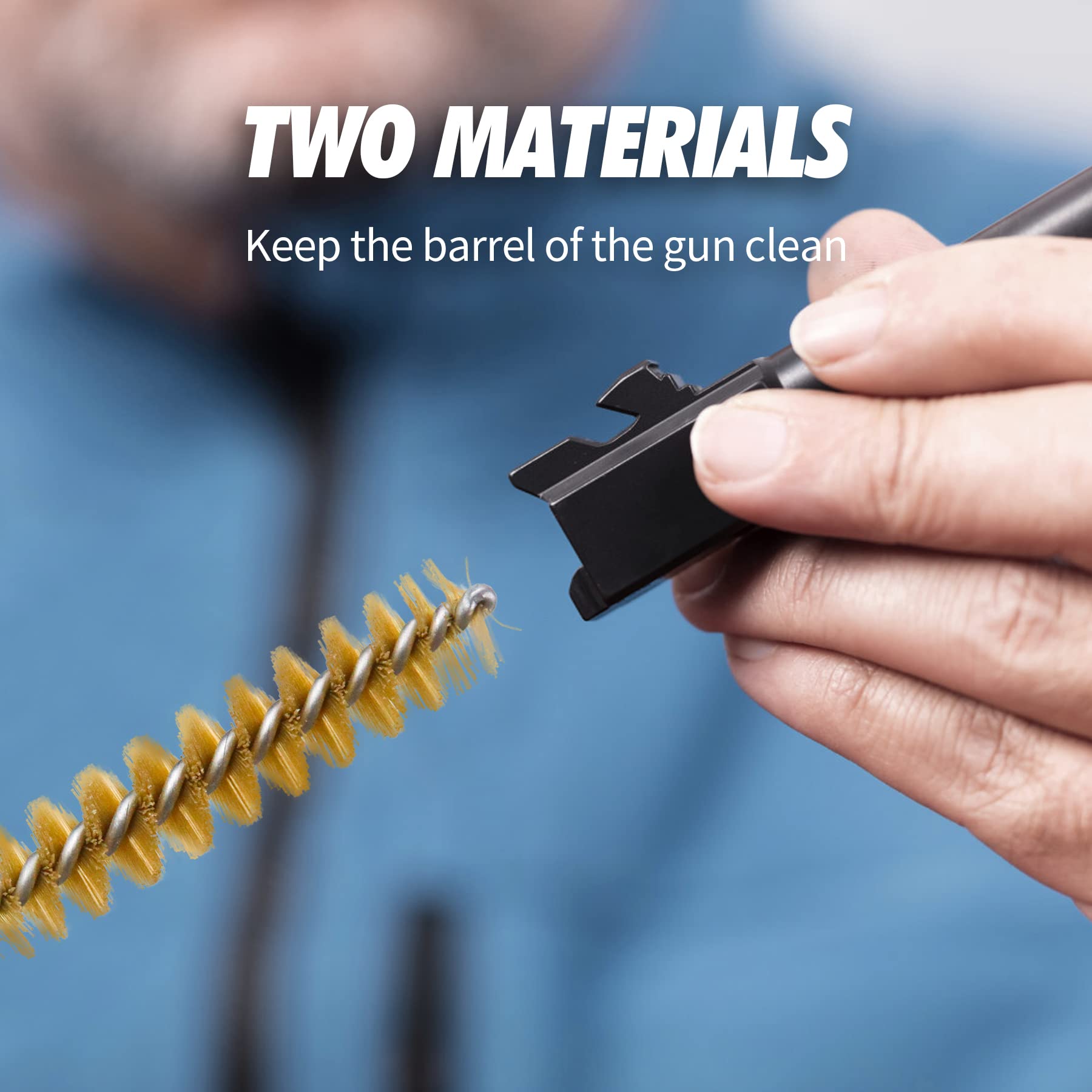 VicBre 2 Set spazzole per la Pulizia delle Armi per Pistola Calibro 9 mm Kit di Pulizia della Pistola Spazzola in Nylon Bronzo