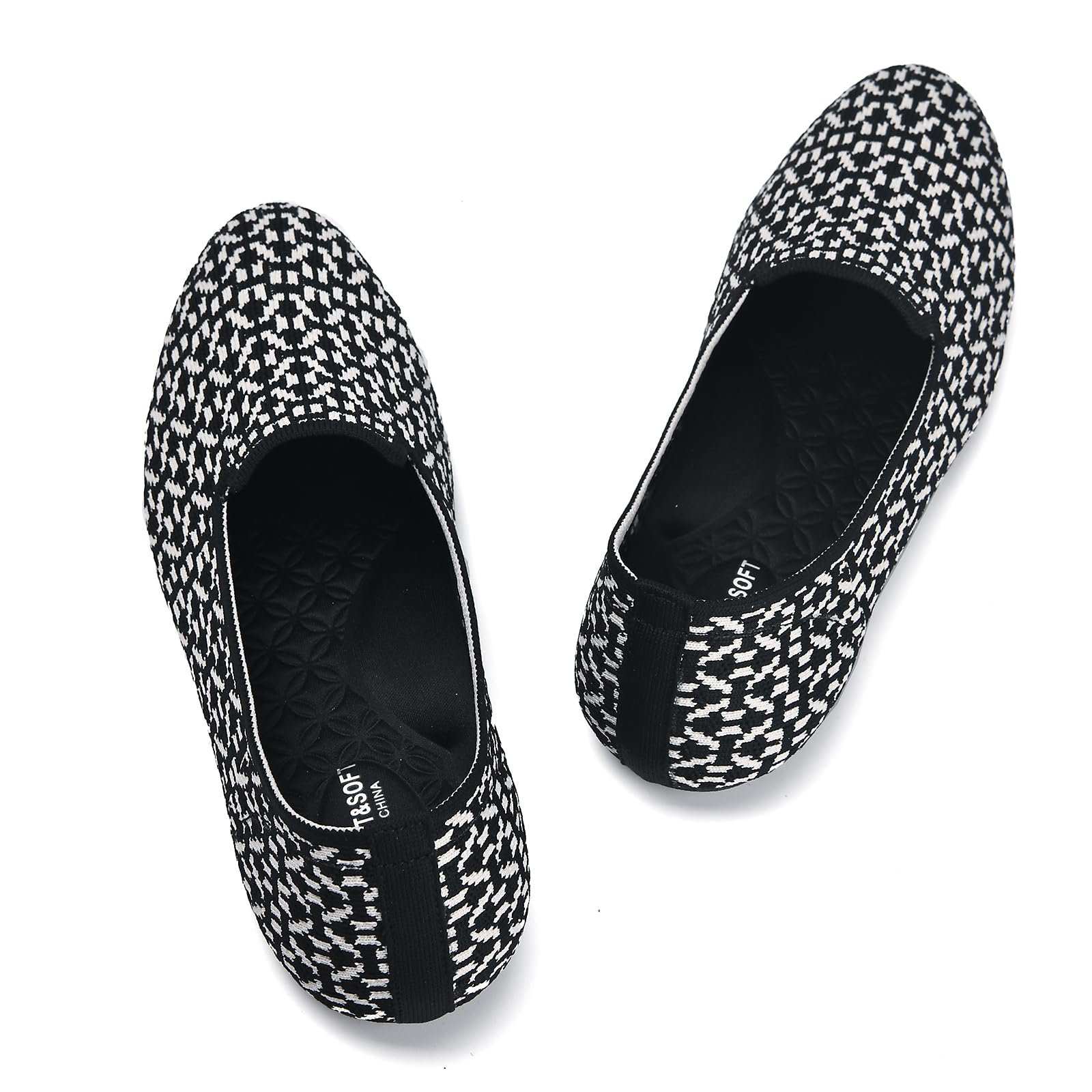 Puxowe Damen Ballerinas Slip On Spitz Strick Kleid Flache Schuhe Pumps Elegant Bequem Ballerina Flats für Damen