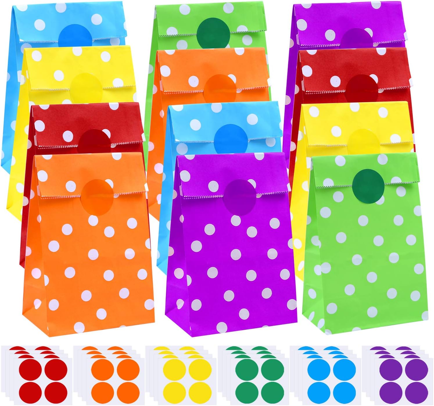 Coobey 60 Pieces Dot Paper Bags Party Paper Bags Grocery