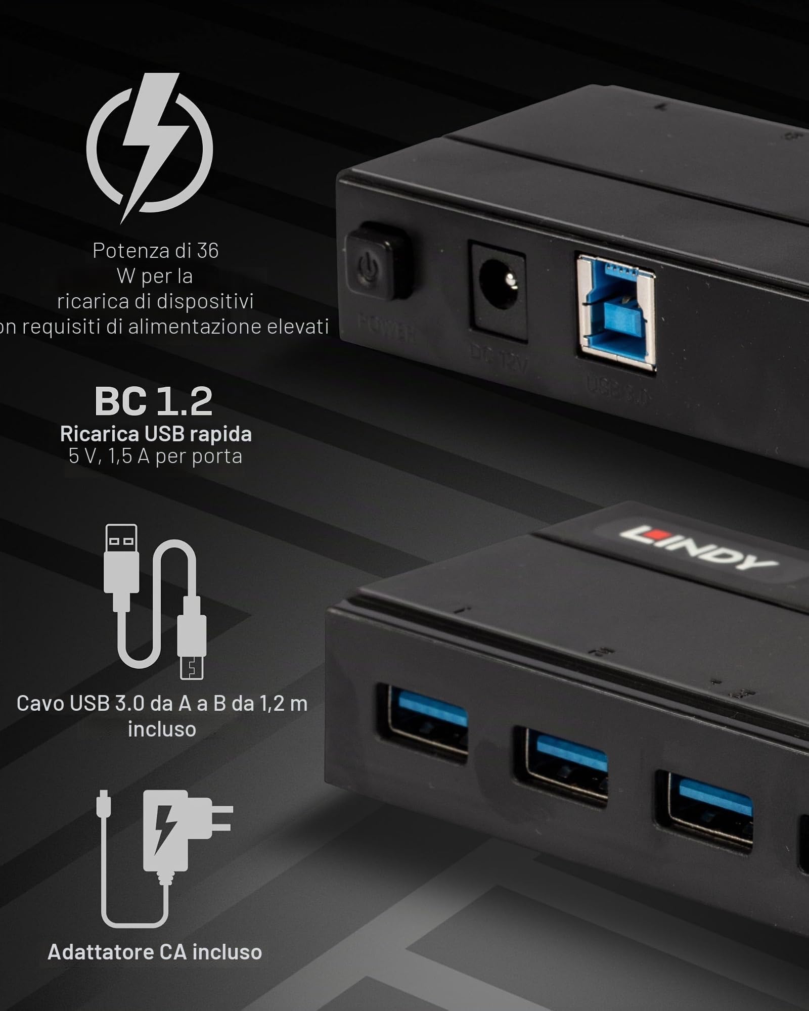 Lindy 43228 Hub USB 3.0, 7 Porte