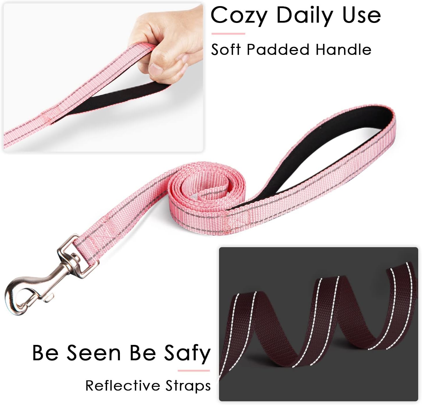 AIR Dog Harness Leash Set, Puppy Leash Harness, No-Choke, Mesh, Comfortable, Plus 4 ft Reflective Dog Leash with Padded Handle, Large, Light Pink